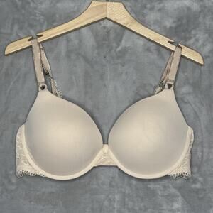 Soma Embraceable Enchanting Lace Push Up Bra Womens 36DD Beige Padded Underwire